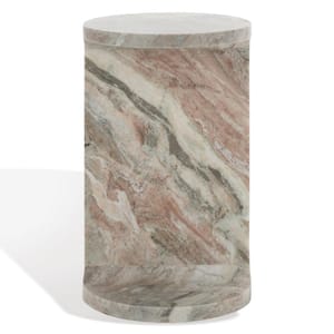 Melinda 12 in. White Round Marble End Table