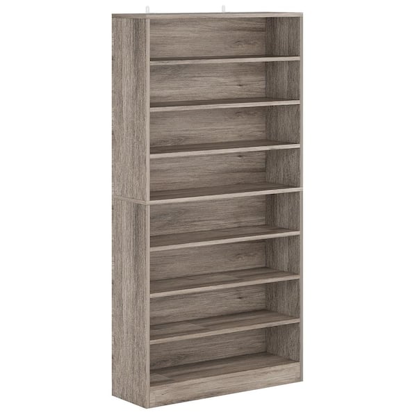 BYBLIGHT 70.9 in. H x 31.5 in. W Grey Wood Shoe Storage Cabinet with 9-Tier Open Shelf