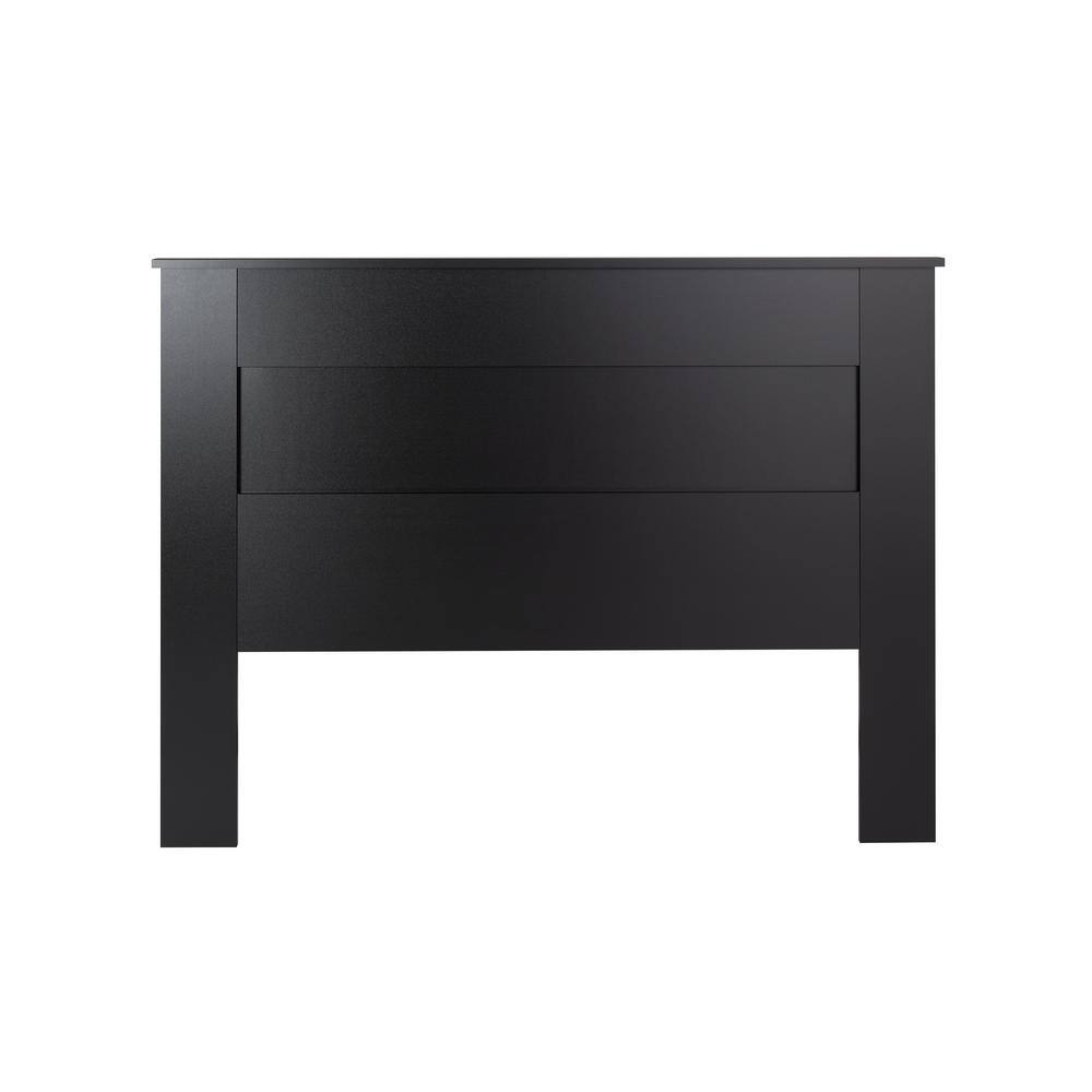 Black Wooden Queen Flat Panel Headboard