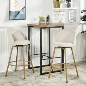 26 in. Colsted Biscuit Beige Upholstered Counter Stools with Swivel Seat (Set of 2)