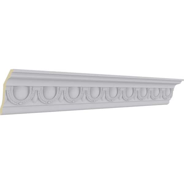 Ekena Millwork 4 in. x 5-1/4 in. x 94-1/2 in. Polyurethane Federal Egg and Dart Crown Moulding
