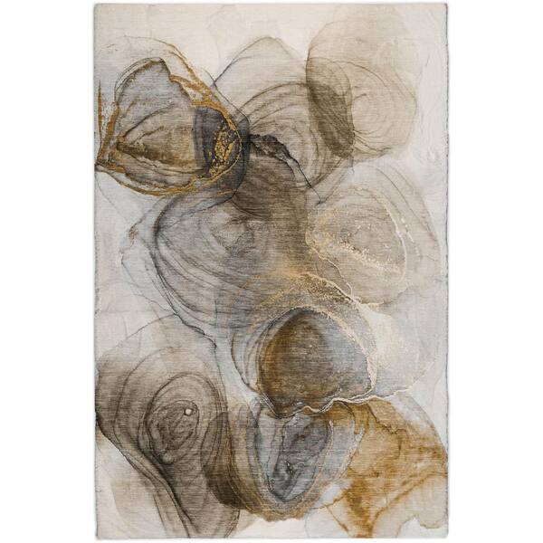 Dream Shag Premium Machine Washable Abstract ADS513 Brown 3 ft. x 5 ft. Area Rug