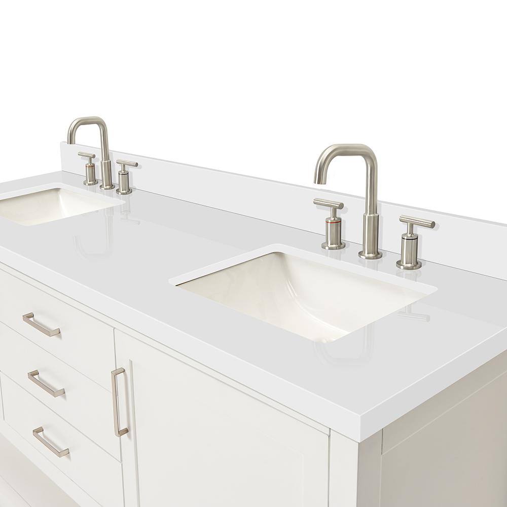 Bayhill 73'' White Quartz Double Sink Freestanding Vanity