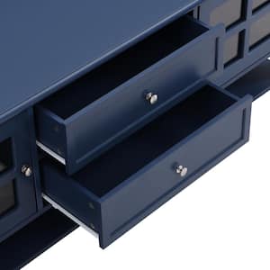 Blue TV Stand Fits TV's up to 60 in. with Multifunctional Storage Space