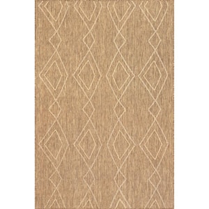 Mallie Moroccan Striped Beige 5 ft. x 8 ft. Indoor/Outdoor Area Rug