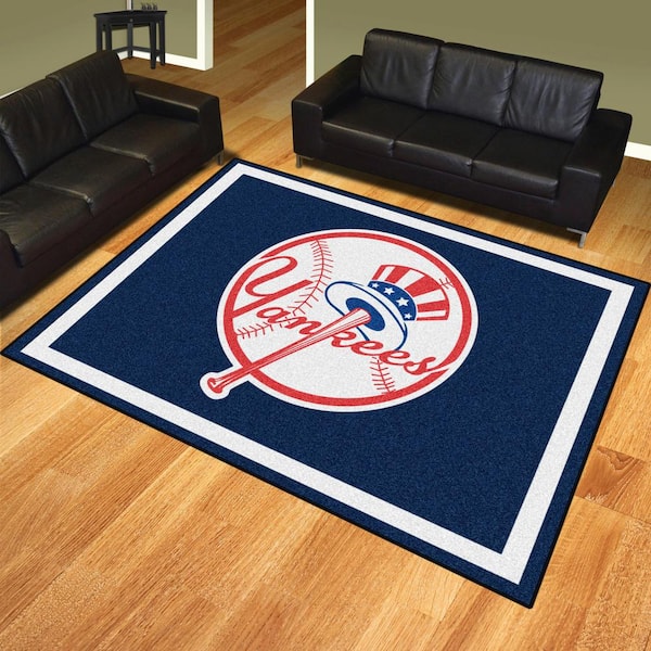 New York Yankees Navy 8 ft. x 10 ft. Plush Area Rug