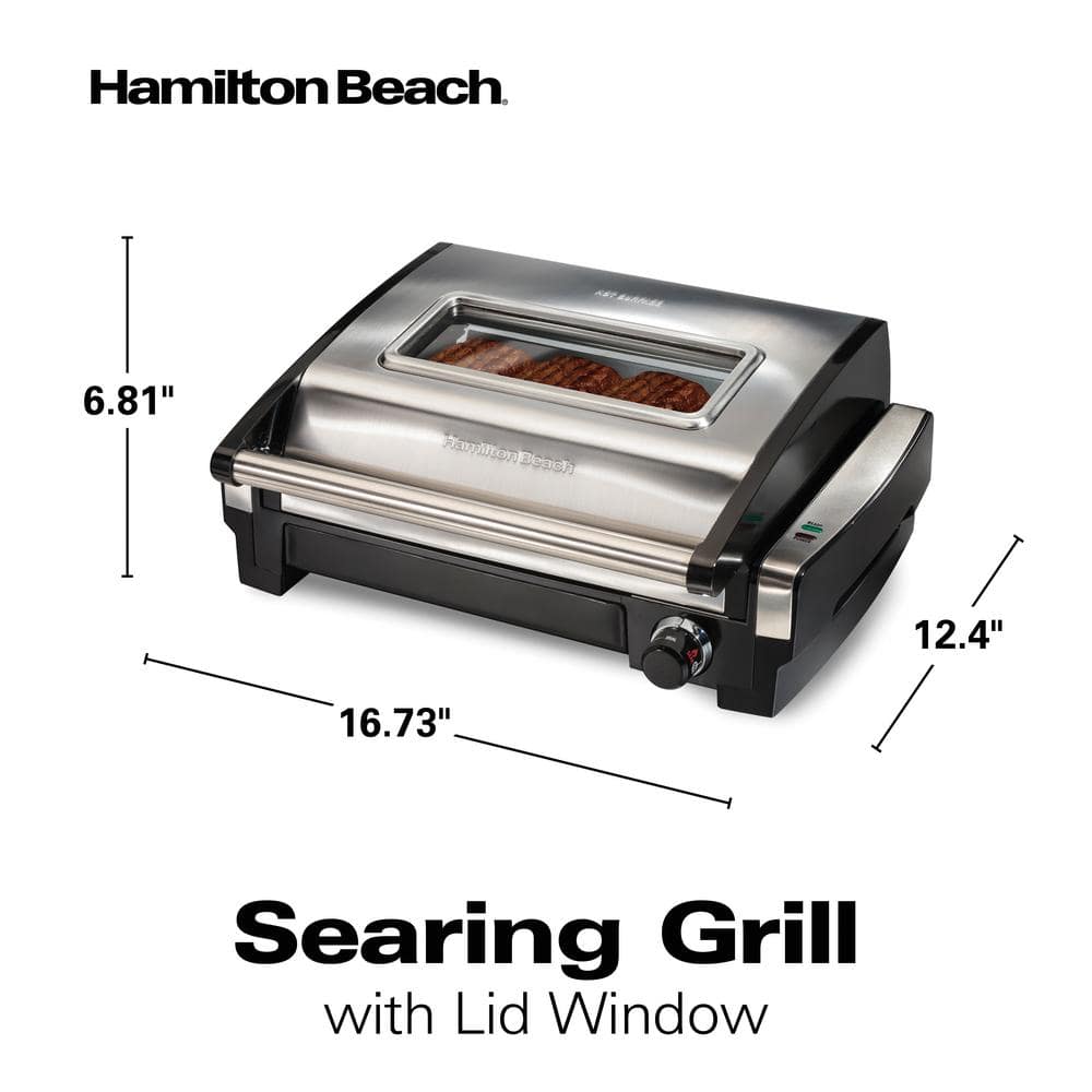 Stainless Steel Electric Indoor Searing Grill with Viewing Window