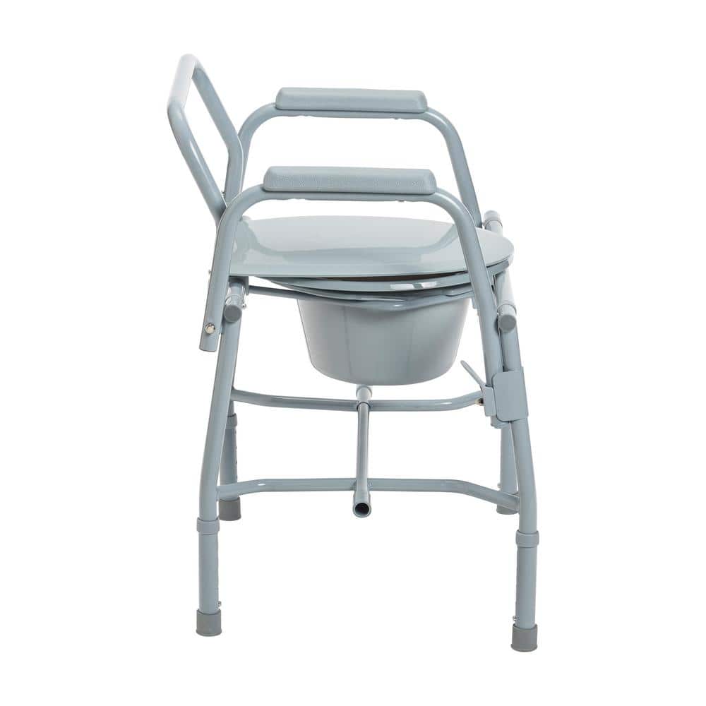 Adjustable Steel Drop-Arm Commode Chair with Plastic Back