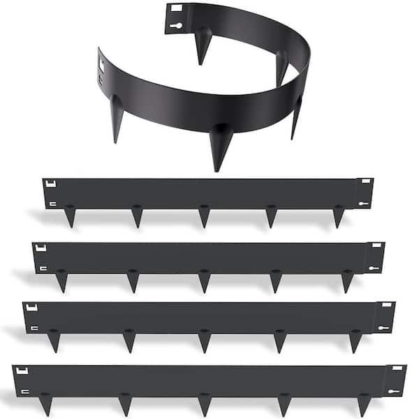 39 in. L x 3 in. H x 0.06 in. W Black Rust-Resistant Bendable Pathway Metal Landscape Spike Edging Borders (5-Pack)