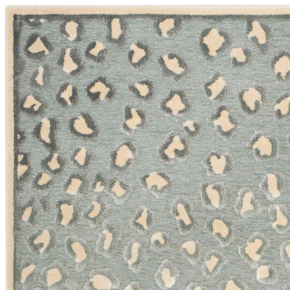 Cream and Spruce Hand-Knotted Viscose Area Rug