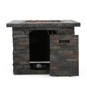 Blaeberry 34.5 in. x 24 in. Natural Stone Square Gas Outdoor Firepit