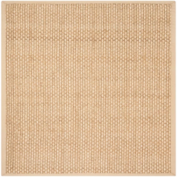 Natural Fiber 4 ft. x 4 ft. Square Natural/Beige Woven Border Area Rug