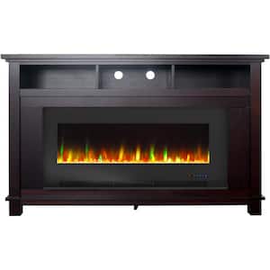 Winchester 57.8 in. Freestanding Electric Fireplace TV Stand in Mahogany with Crystal Rock Display