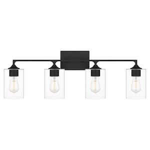 Prescott 33.5 in. 4-Light Matte Black Bath Vanity Light