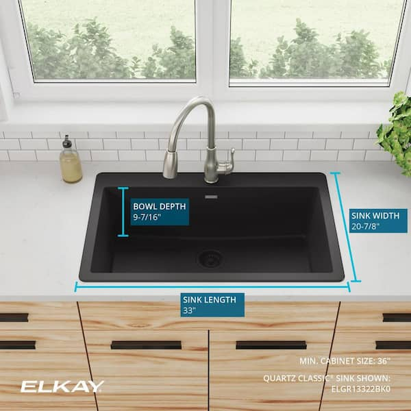 45 Black Quartz Kitchen Sink Double Bowl Drop-In Sink with Drain Board -Wehomz