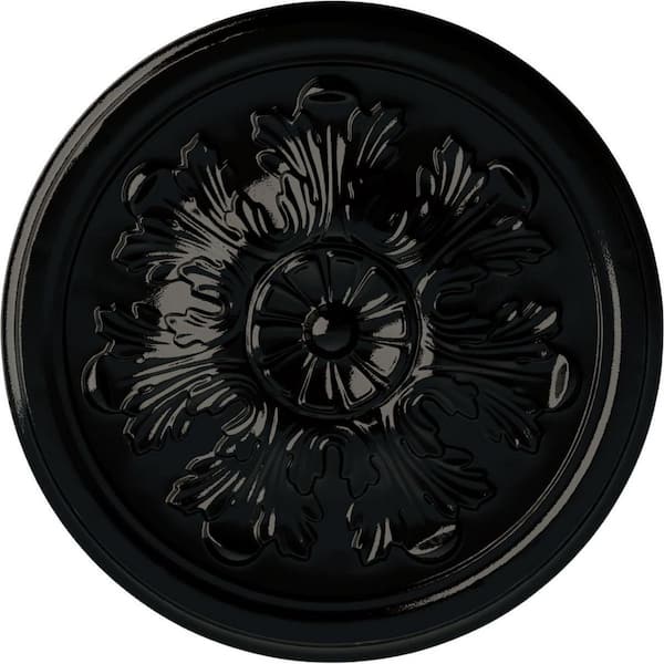 Ekena Millwork 12-3/4 in. x 7/8 in. Legacy Acanthus Urethane Ceiling Medallion (Fits Canopies upto 3-1/2 in.), Black Pearl