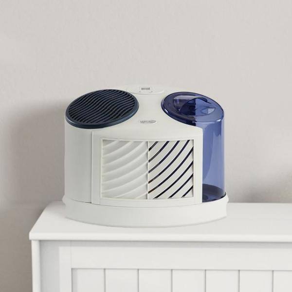 White Digital Evaporative Tabletop Humidifier with Humidistat
