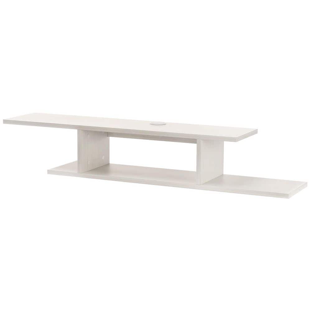 White Light Wood 2-Tier Floating Media Shelf with Brackets