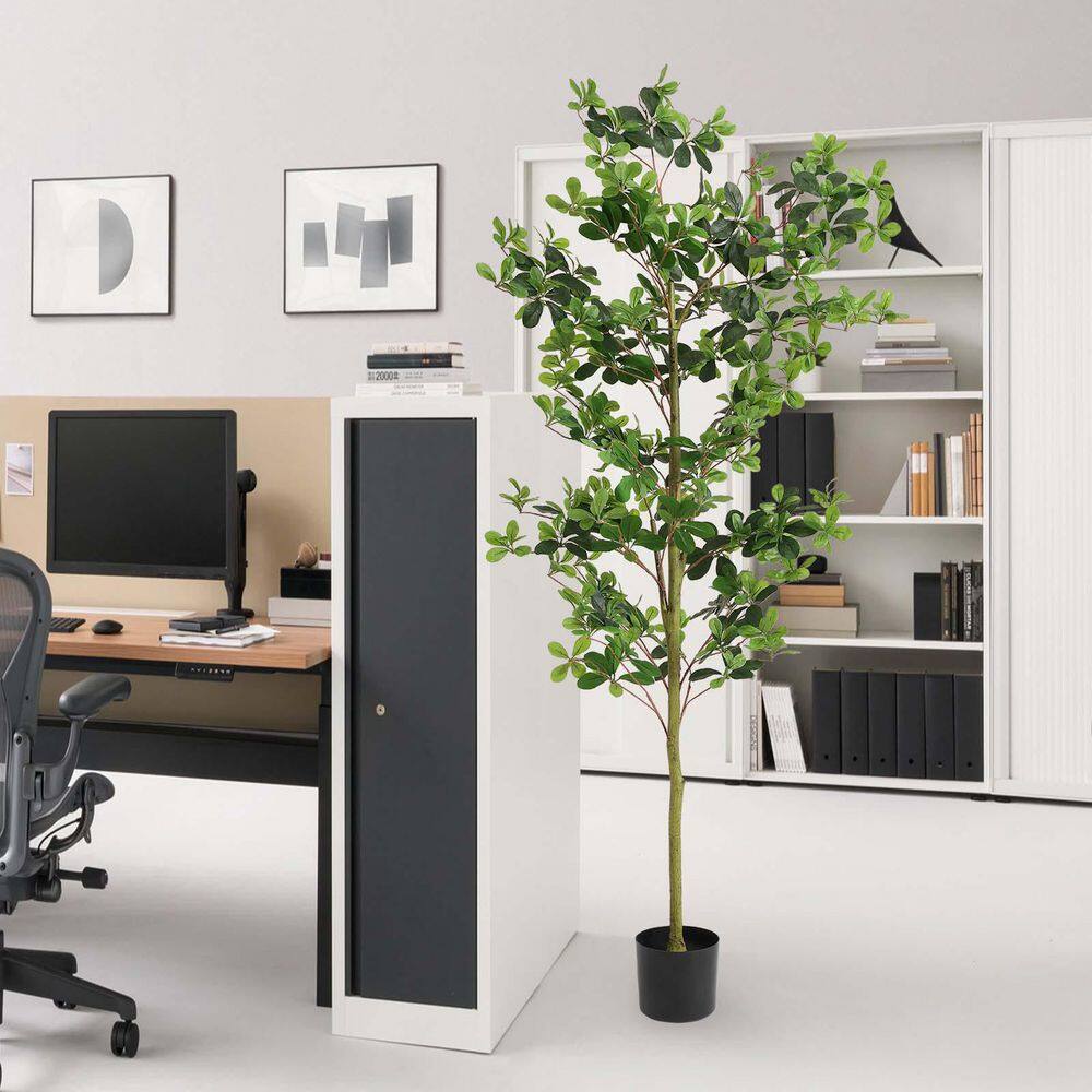 6 ft. Artificial Olive Tree in Pot, Realistic Texture Potted Faux Tung Tree