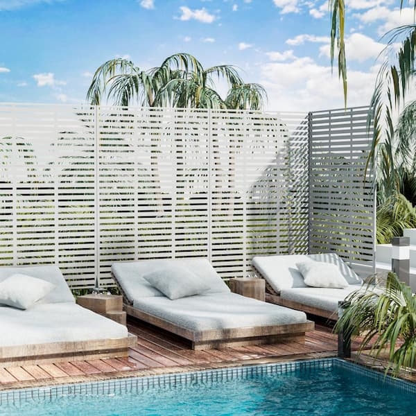 Adams 72 in. Galvanized Steel Garden Fence Outdoor Privacy Screen Garden Screen Panels in White