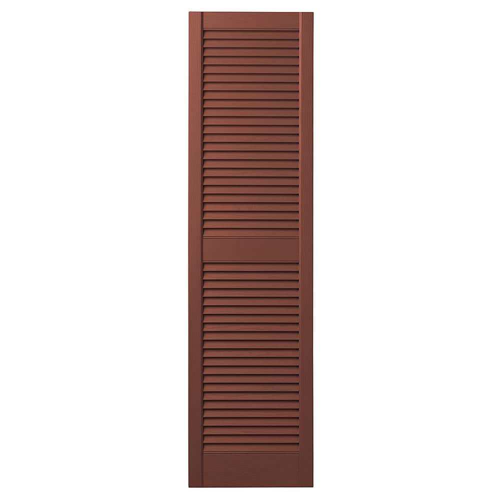 UPC 099114001294 product image for 12 in. x 55 in. Open Louvered Polypropylene Shutters Pair in Red | upcitemdb.com