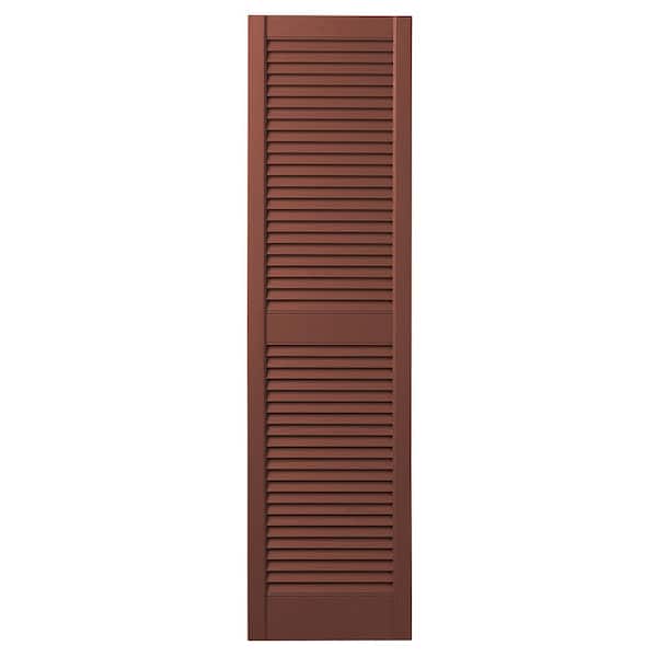Ply Gem 12 in. x 55 in. Open Louvered Polypropylene Shutters Pair in Red