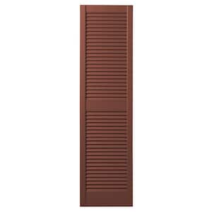 15 in. x 47 in. Open Louvered Polypropylene Shutters Pair in Red