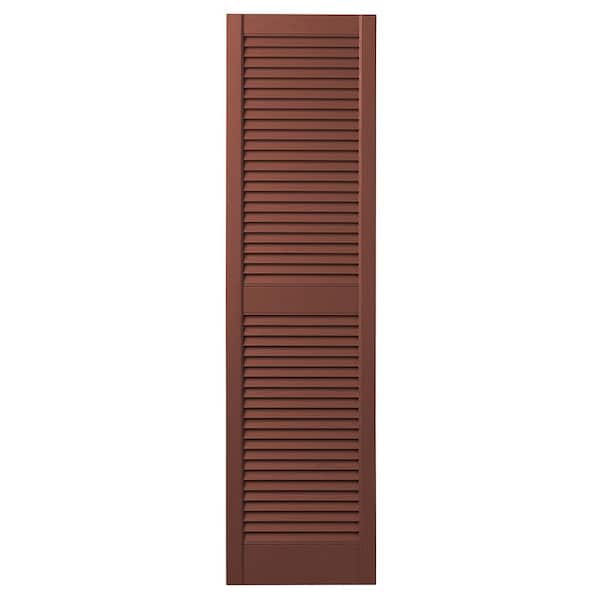 Ply Gem 15 in. x 59 in. Open Louvered Polypropylene Shutters Pair in Red