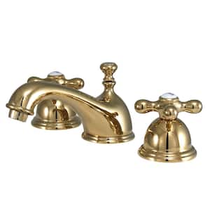 Restoration 8 in. Widespread 2-Handle Bathroom Faucet in Polished Brass