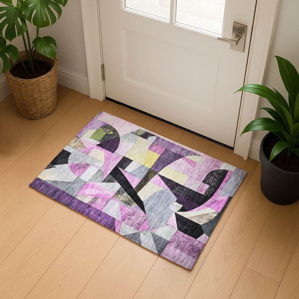 Mayfield Premium Machine Washable Abstract AMF1757 Purple 2 ft. x 3 ft. Area Rug price history on PriceWatchPro