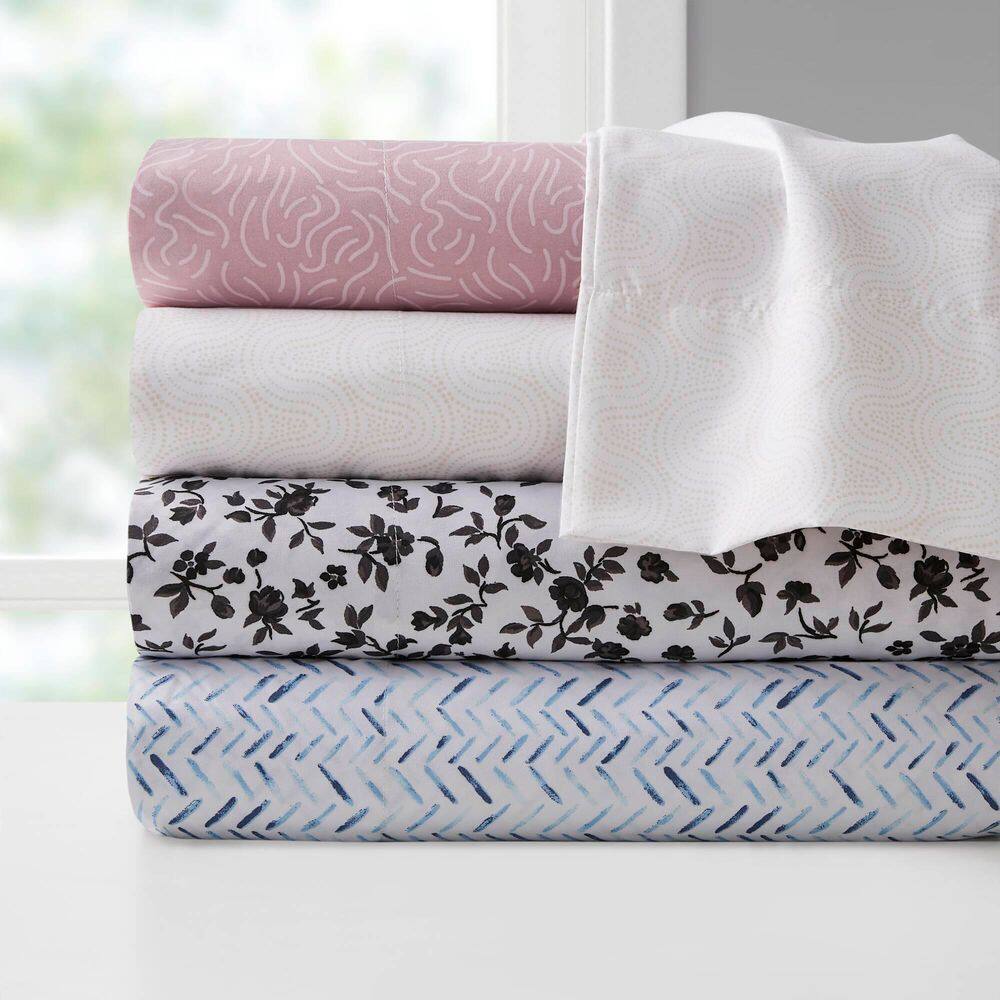 Twin Black Floral Microfiber Sheet Set