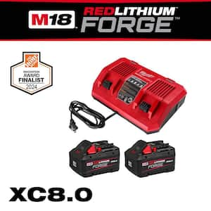 M18 18-Volt Lithium-Ion REDLITHIUM FORGE Starter Kit with Two XC 8.0 Ah Battery and Dual Bay Rapid Charger