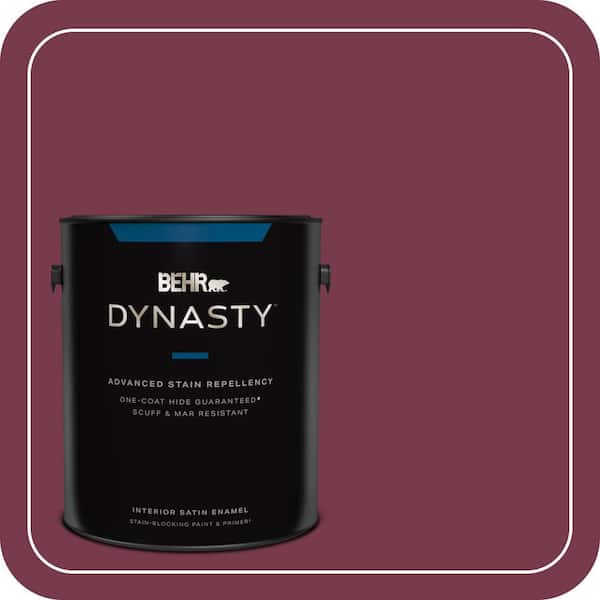 BEHR DYNASTY 1 gal. #BIC-51 July Ruby Satin Enamel Interior Stain-Blocking Paint and Primer