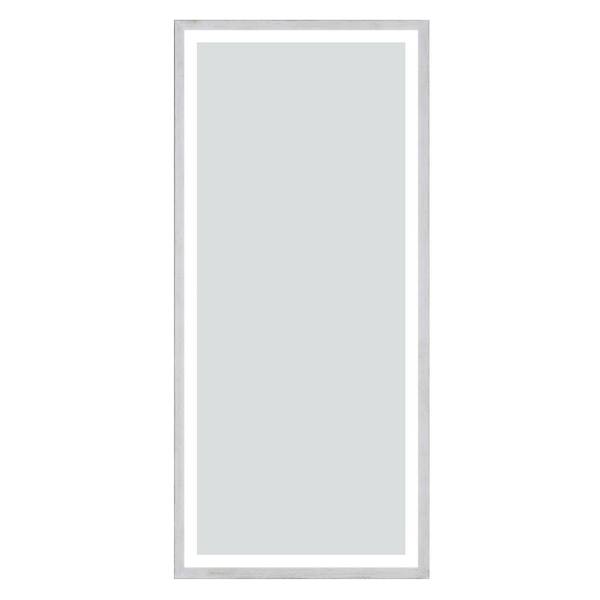 Yipscazo 48 in. W x 22 in. H Pastoral Wood Rectangular Frame Full-Length Floor Mirror with Dual Color LED Dimming