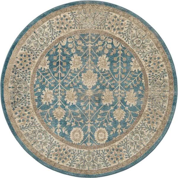 Unique Loom Salzburg Gneis Light Blue 6' 0 x 6' 0 Round Rug