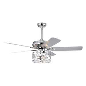 52 in. Indoor Chrome Ceiling Fan with 5 Wood Blades