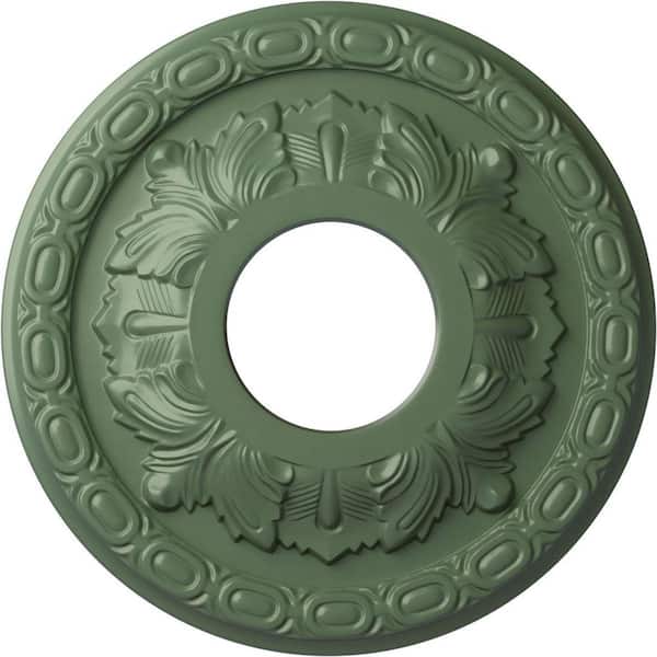 Ekena Millwork 1-1/8" x 11-3/8" x 11-3/8" Polyurethane Leaf Ceiling, Hand-Painted Athenian Green