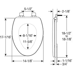 Jamestown Elongated Soft Close with Adjustability Never Loosens Enameled Wood Toilet Seat in White