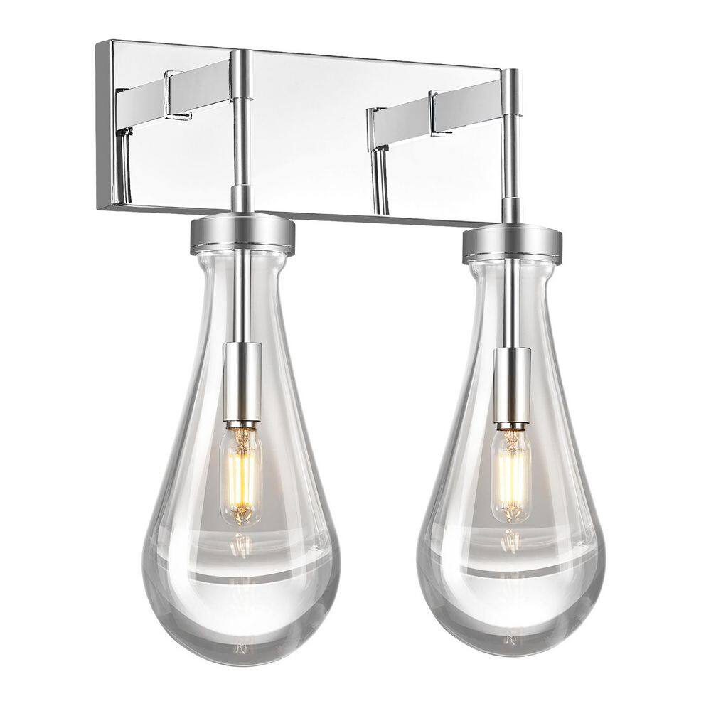 Raindrop Wall Sconces 4. 33in. 2-Light Chrome Crystal Sconces Wall Decor Modern Lighting Glass Bathroom price history on PriceWatchPro