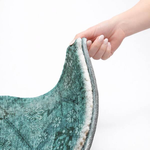 Dream Shag Premium Machine Washable Abstract ADS842 Teal 8 ft. x 10 ft. Area Rug