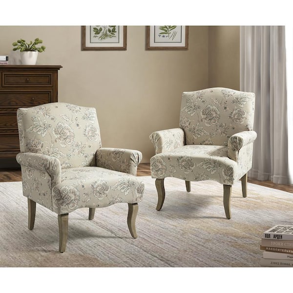 JAYDEN CREATION Benedict Jeacobean Armchair with Solid Wood Legs Set of 2
