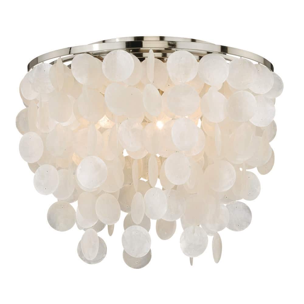 Elsa 16 in. W Satin Nickel Capiz Shell Coastal Flush Mount Ceiling Light Fixture price history on PriceWatchPro