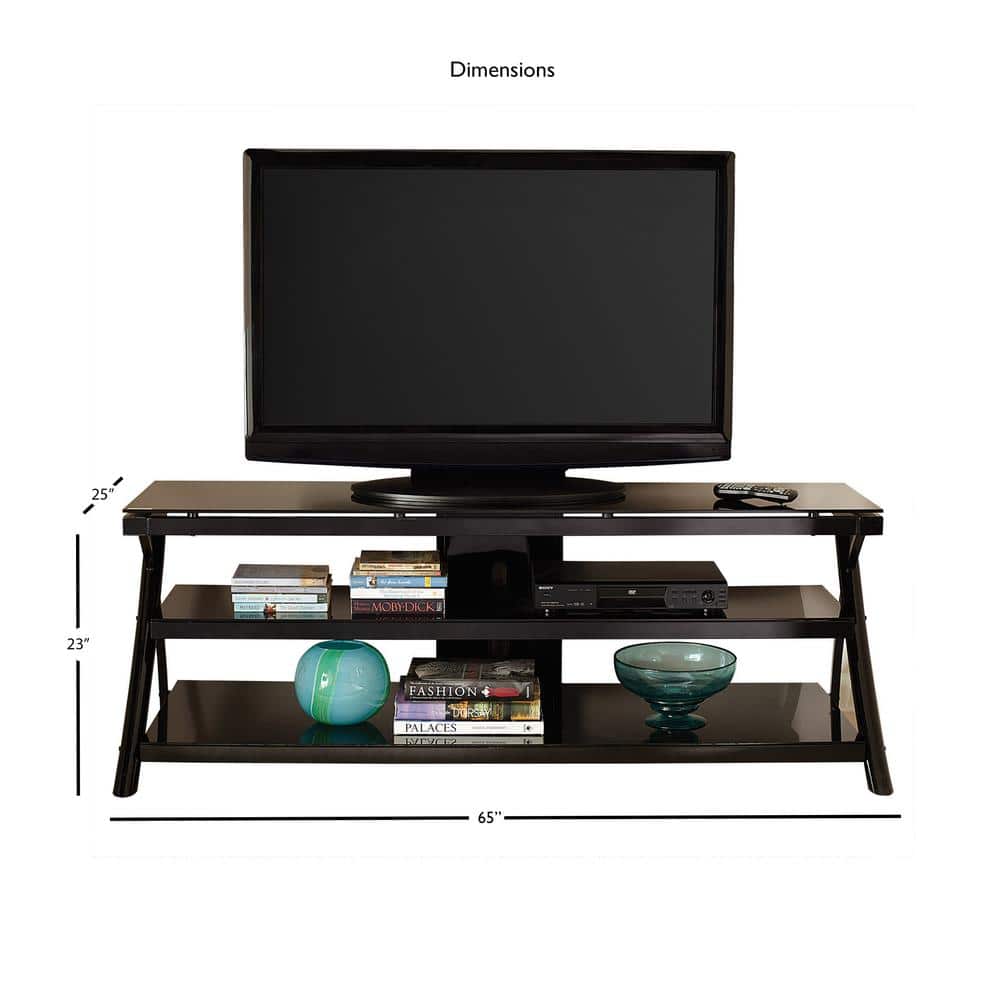 Lucio 65'' Black Metal and Glass Media Console