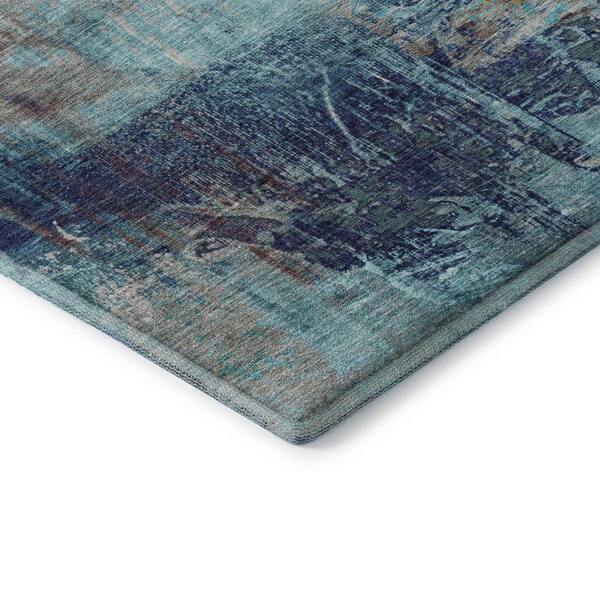 Mayfield Premium Machine Washable Abstract AMF2117 Teal 10 ft. x 14 ft. Area Rug