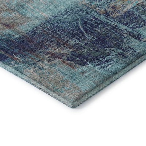 Mayfield Premium Machine Washable Abstract AMF2117 Teal 3 ft. x 4 ft. Area Rug