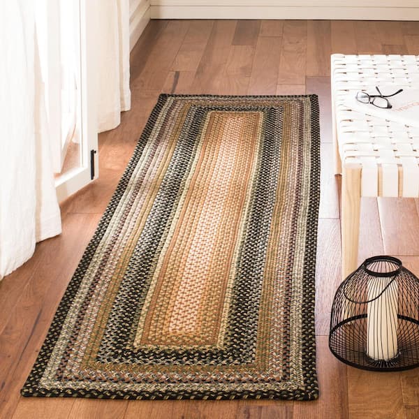 Braided Multi Machine 2 ft. x 20 ft. Machine Washable Border Interlaced Runner Rug
