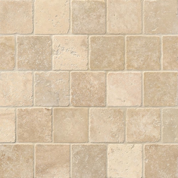 MSI Chiaro 4 in. x 4 in. Textured Travertine Floor and Wall Tile (1 sq. ft./Case)