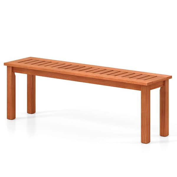 Costway Piece 47 Patio Wood Outdoor Bench 2-Person Backless