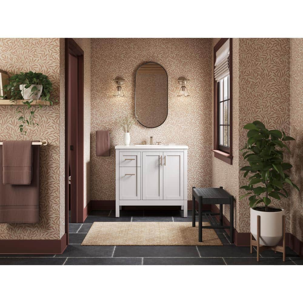 37" Atmos Grey Single Bathroom Vanity Set with Quartz Top