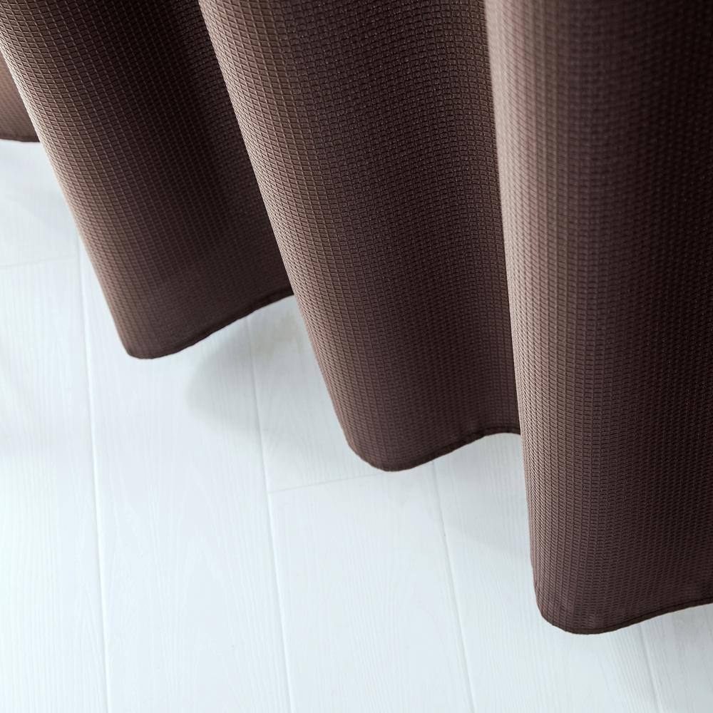 Brown Waffle Weave Shower Curtain with Detachable Liner